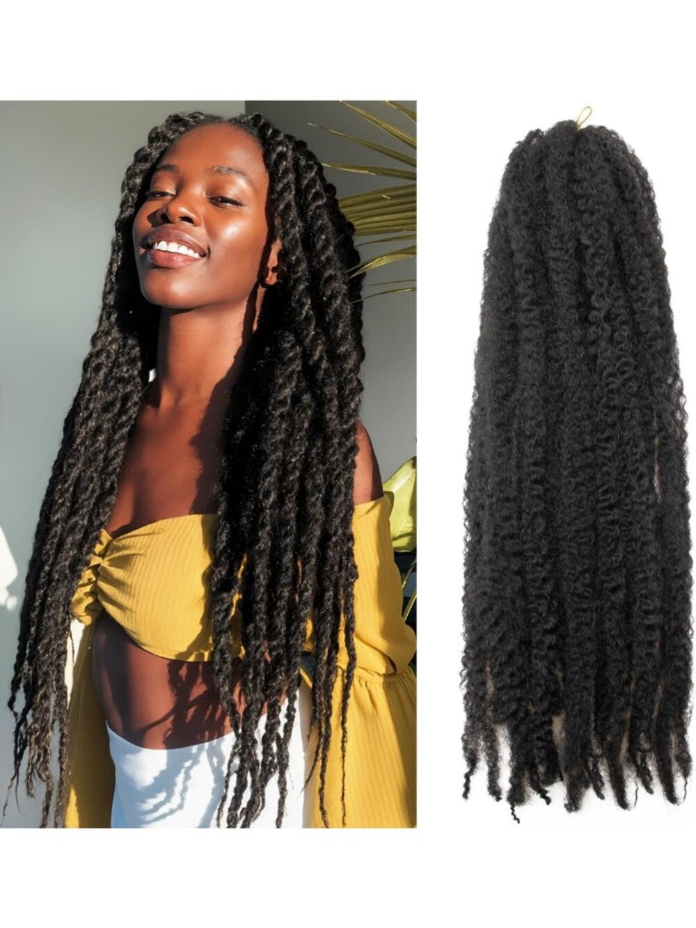 24" Marley Twist Braiding Hair - 8 Packs Cuban Twist, Soft & Durable, 1B Color